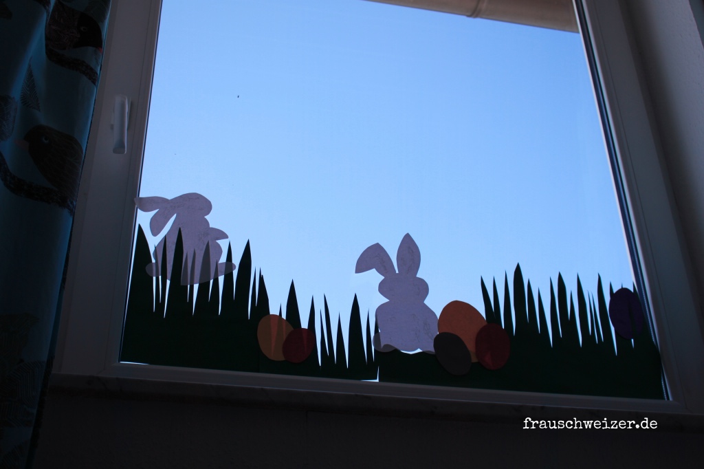 Fensterbild Hasen an Ostern