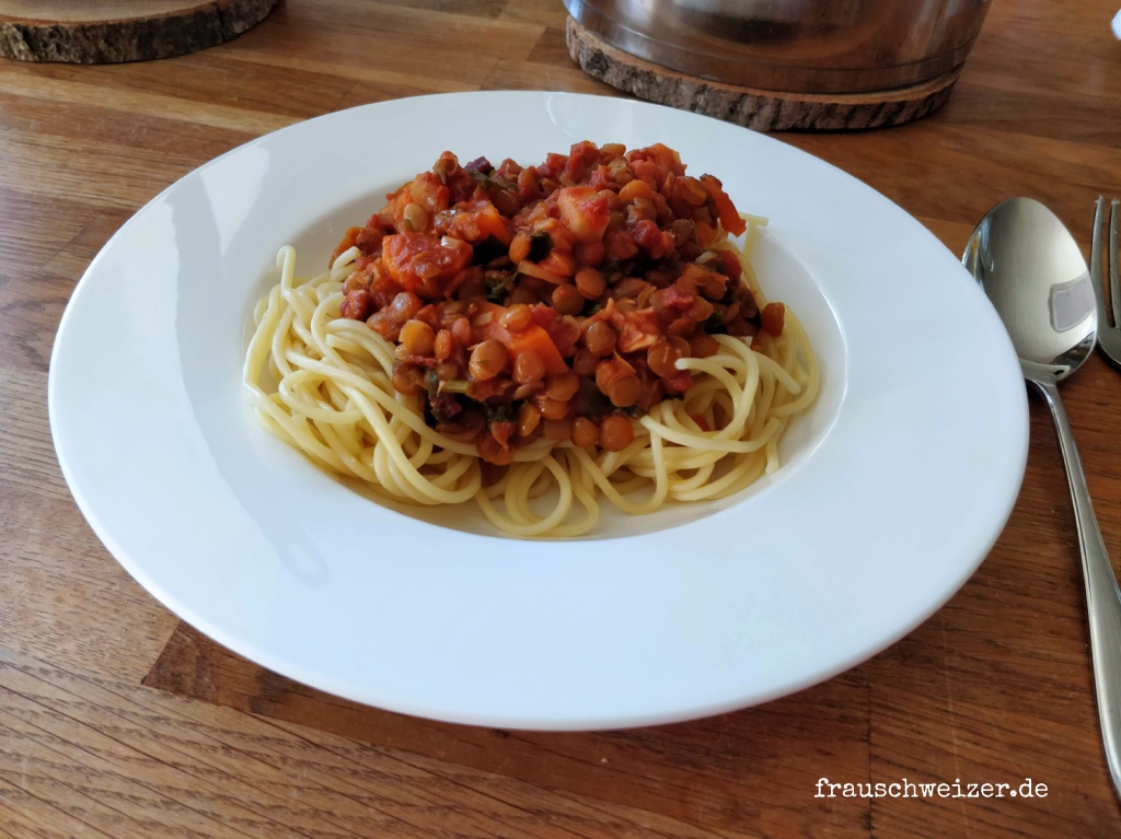 Spaghetti mit Linsen Bolognese Rezept 